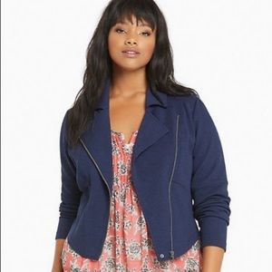 Torrid Navy Blue Textured Zip Up Moto Jacket Size 0